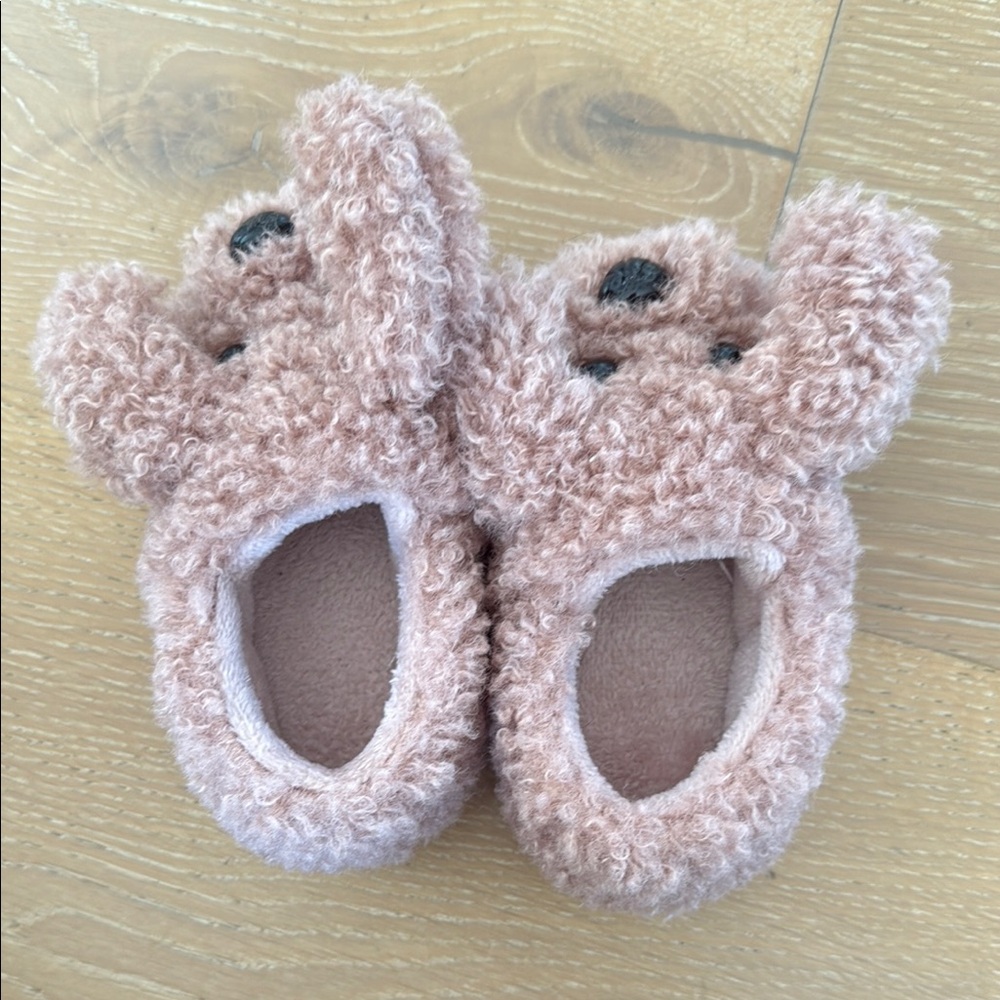 Cozy Pink Teddy Bear Slippers